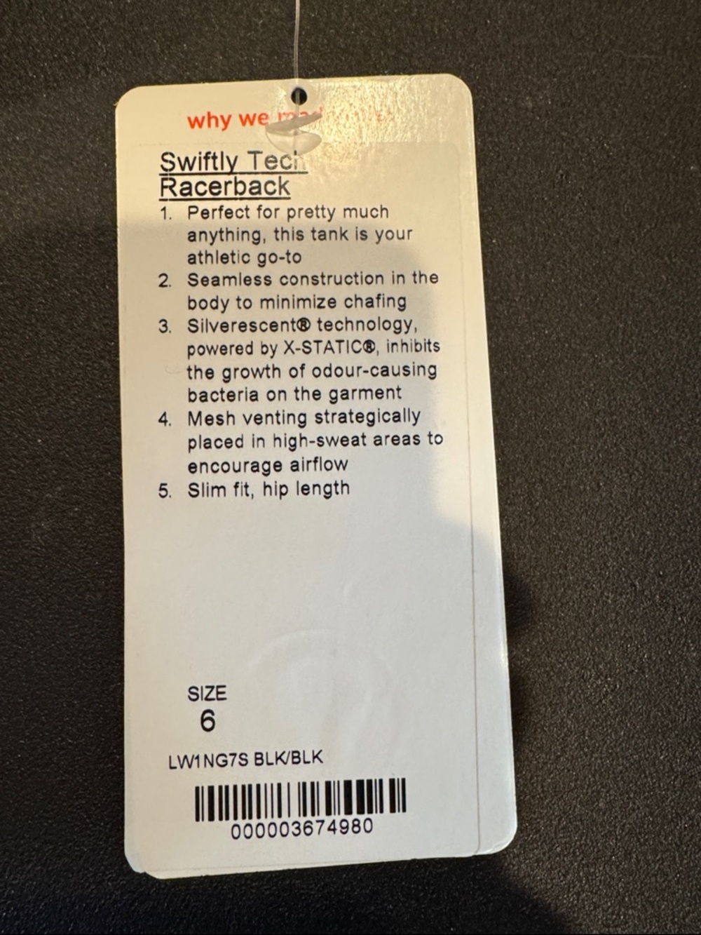 Women’s Lululemon Swiftly Racerback Tank - 6 - Picture 3 of 3